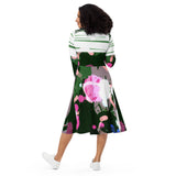 "Jeri" All-over print long sleeve midi dress