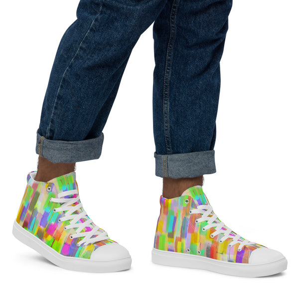 Vibrant Prism Men’s high top canvas shoes